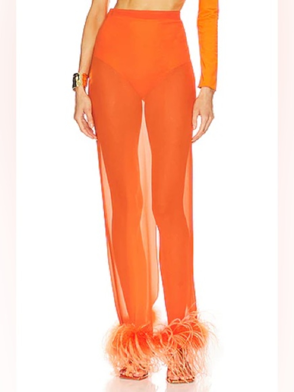 New Giuseppe Di Morabito  Sheer long Feather Hem skirt